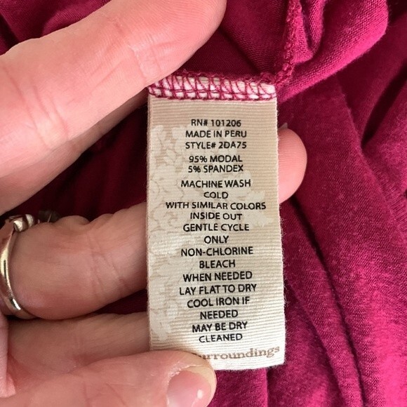 Soft Surroundings Indeevar Tunic Top Layered V-Neck 3/4 Sleeve Fuschia XSMALL - Picture 7 of 9